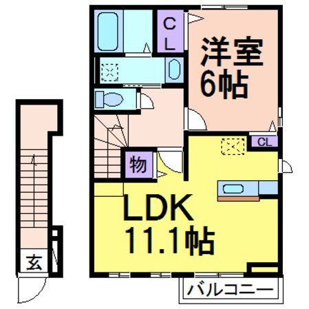 鹿沼駅 バス8分  男体坂上下車：停歩10分 2階の物件間取画像